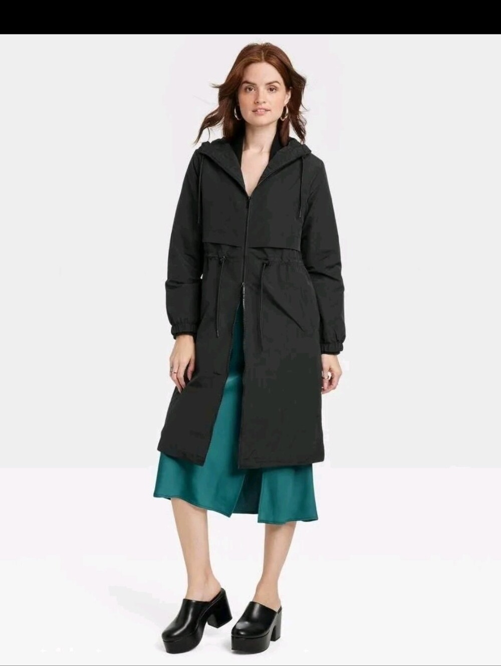 A New Day Women's Winter Trench Rain Coat Jacket Adaptive Black S